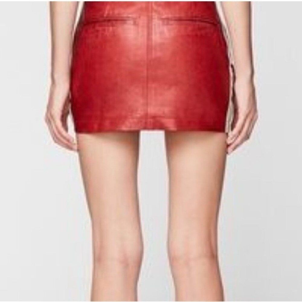 Frame Authentic Genuine Lamb Leather Mini Skirt 26 Small - Picture 3 of 10